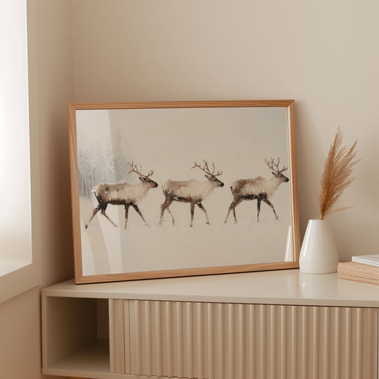 Winter Caribou Cross Misty Plains