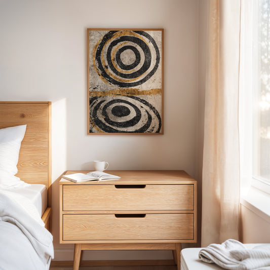 Golden Circles on Weathered Canvas