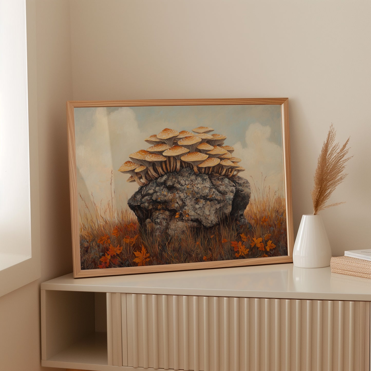 Autumn Mushrooms Crown Ancient Stone