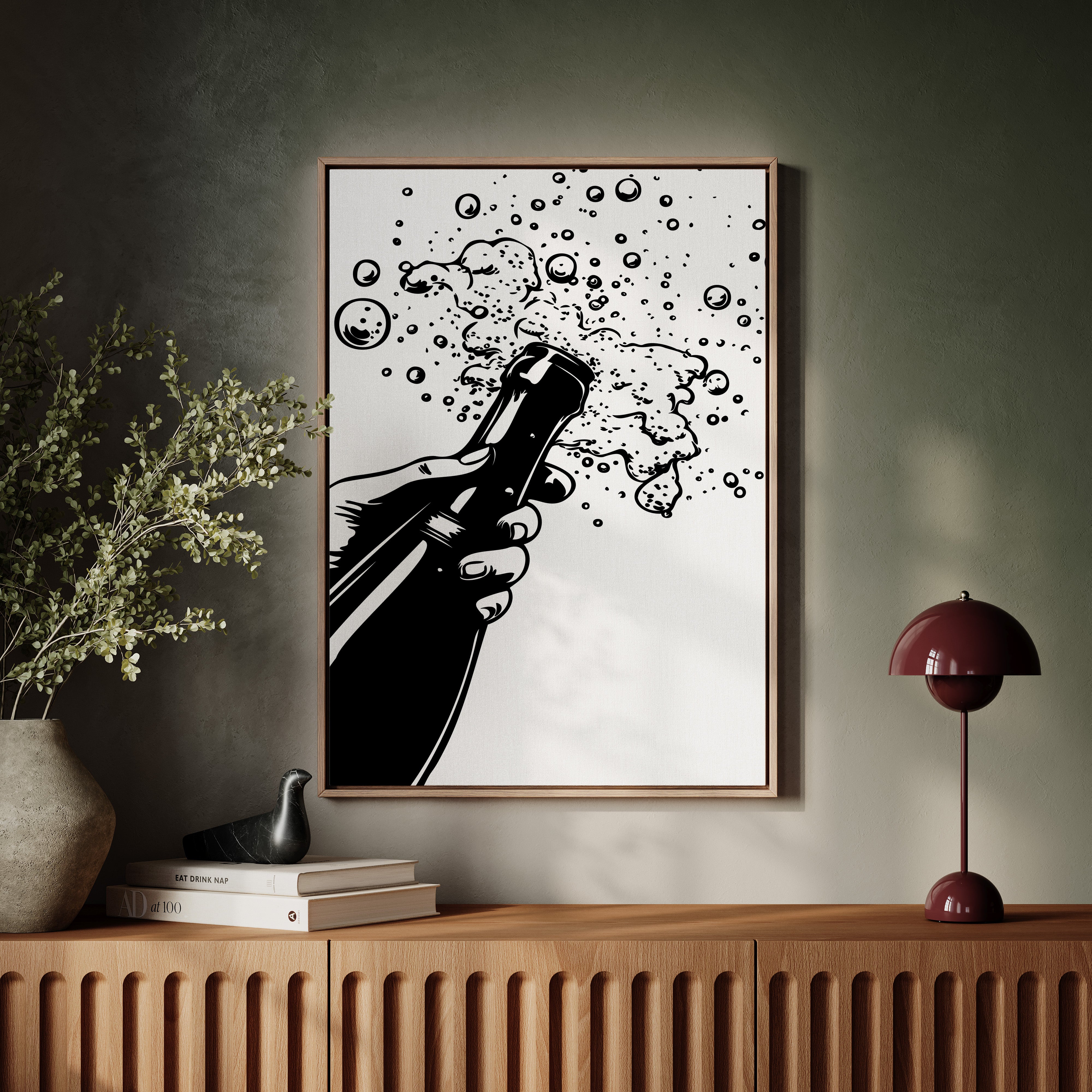 Bubbles Dance Their Midnight Toast