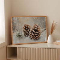 Pine Cones Catch December's First Snow