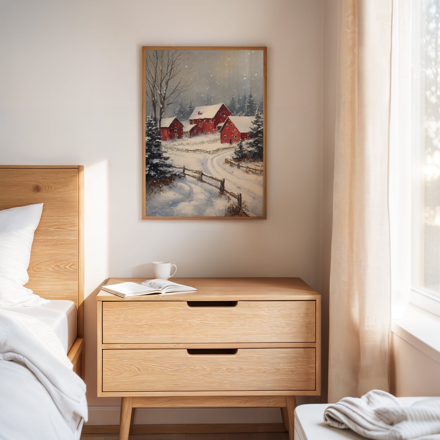 Crimson Cabins Beneath Winter's Veil