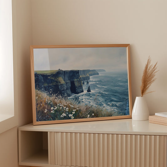 Wild Daisies Dance Above Atlantic Cliffs