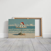 Santa Hat on Beach Umbrella