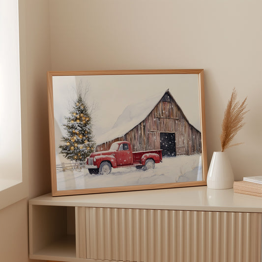 Red Pickup Brings Christmas Home