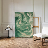 Emerald Waves: Abstract Fluid Art Print