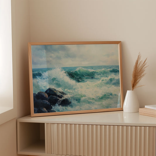 Ocean Swells Dance Against Stone