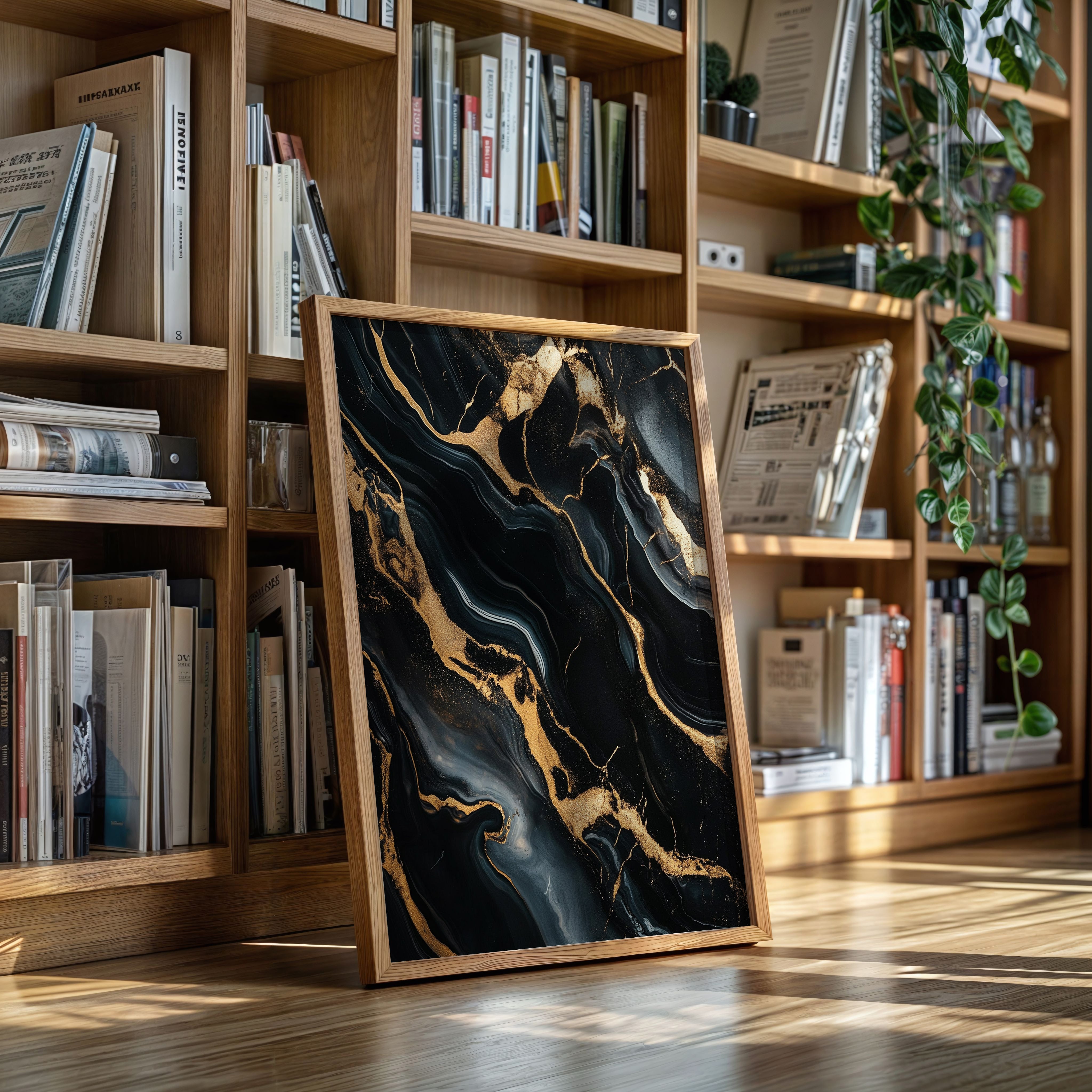 Black Marble Blaze with Liquid Gold