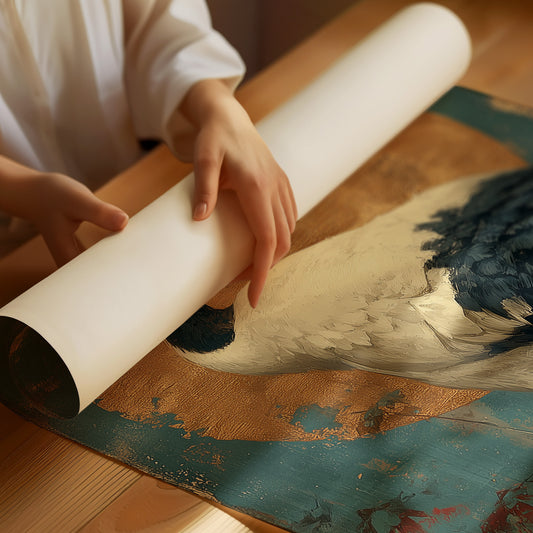 Noble Crane Against Golden Moon