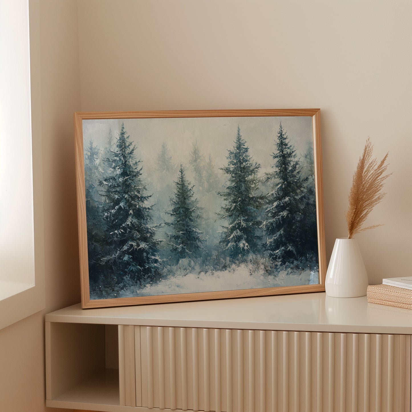 Silent Snow Settles Among Evergreens