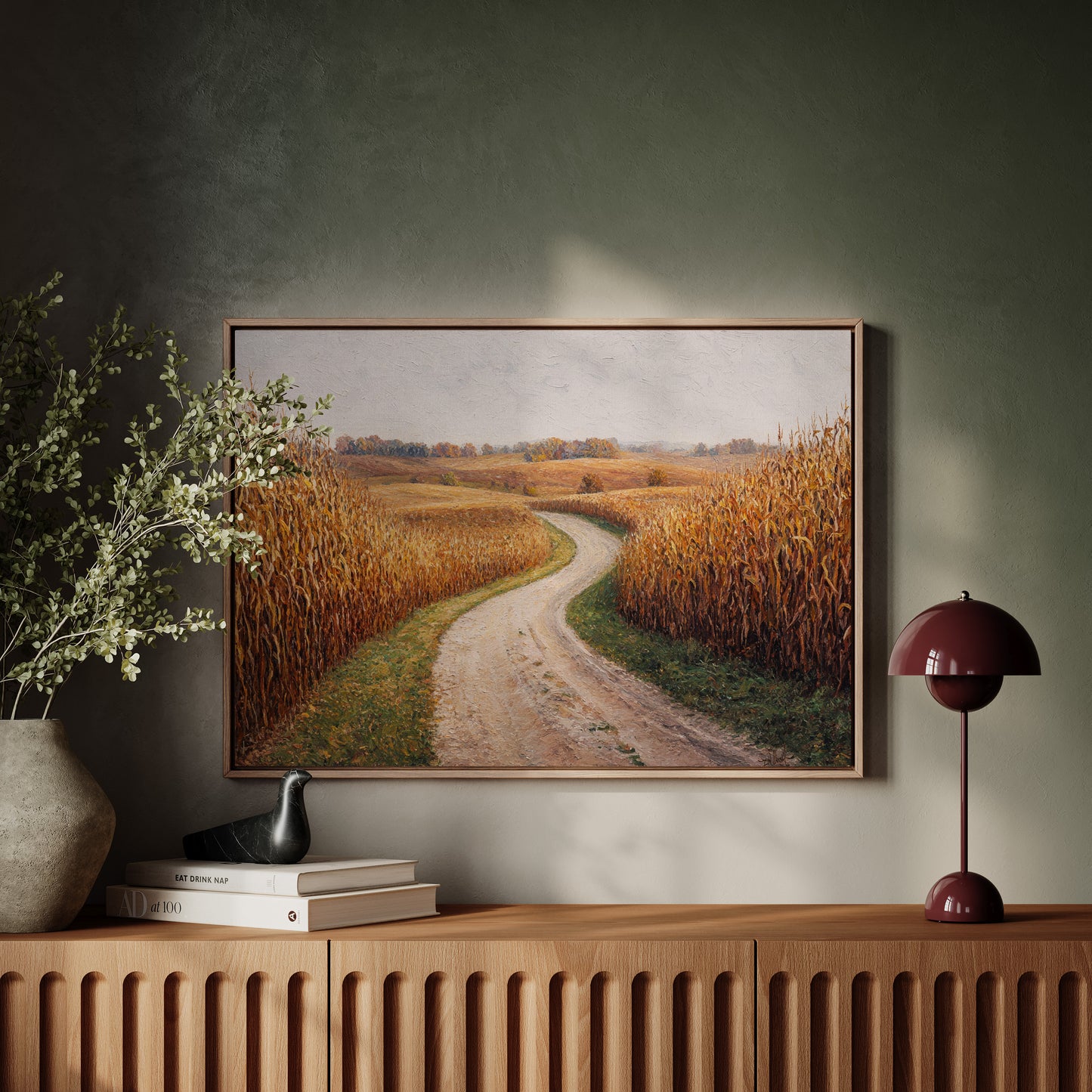 Harvest Path Winds Through Golden Fields