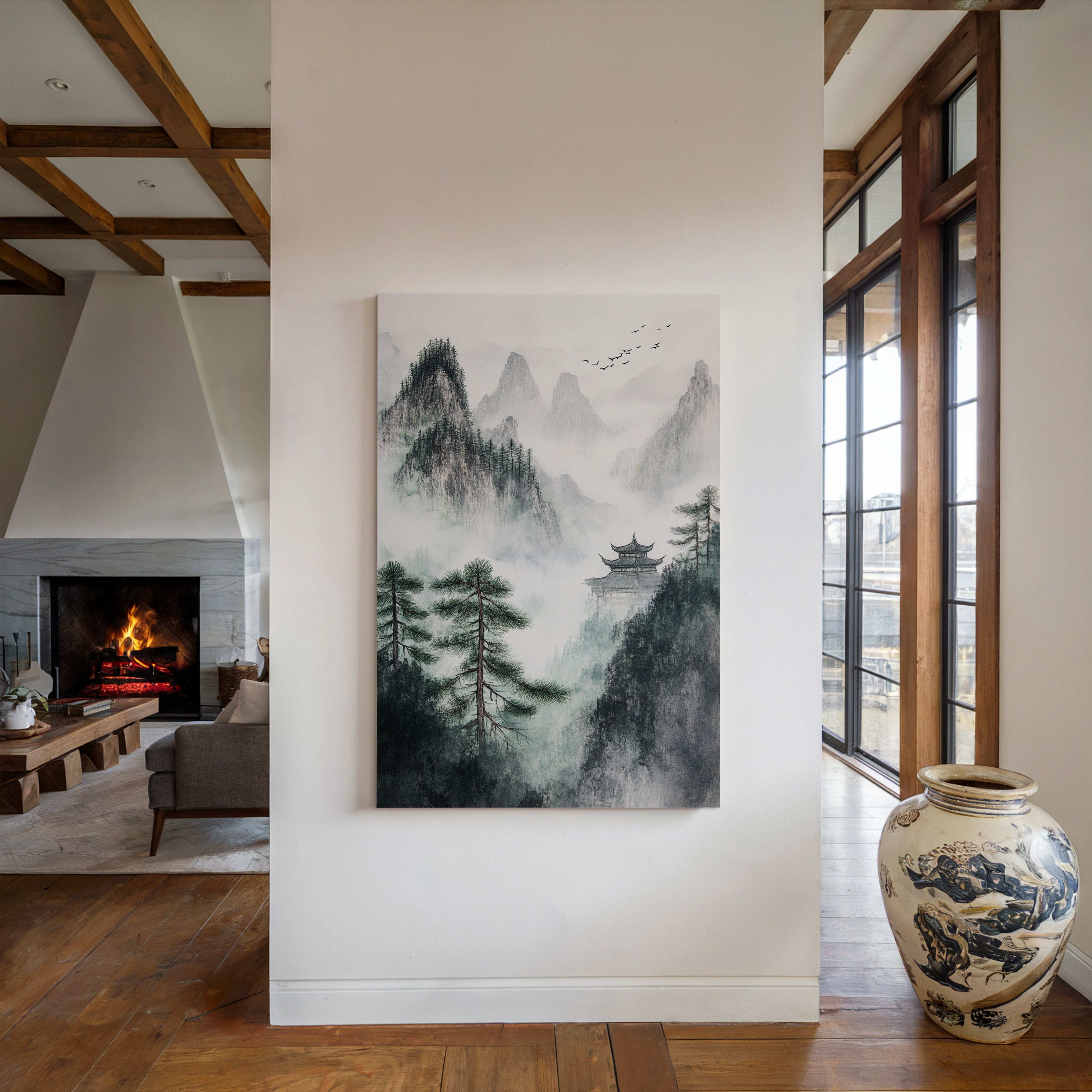 Misty Mountain Landscape – Tranquil Chinese Zen Wall Art