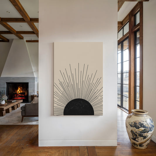 Minimal Black Sunburst Rising
