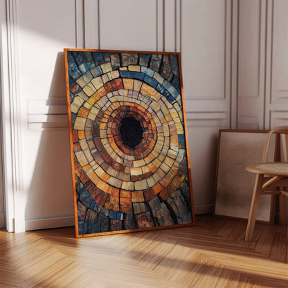 Petrified Wood Spiral – Rustic Earth-Toned Abstract Wall Art