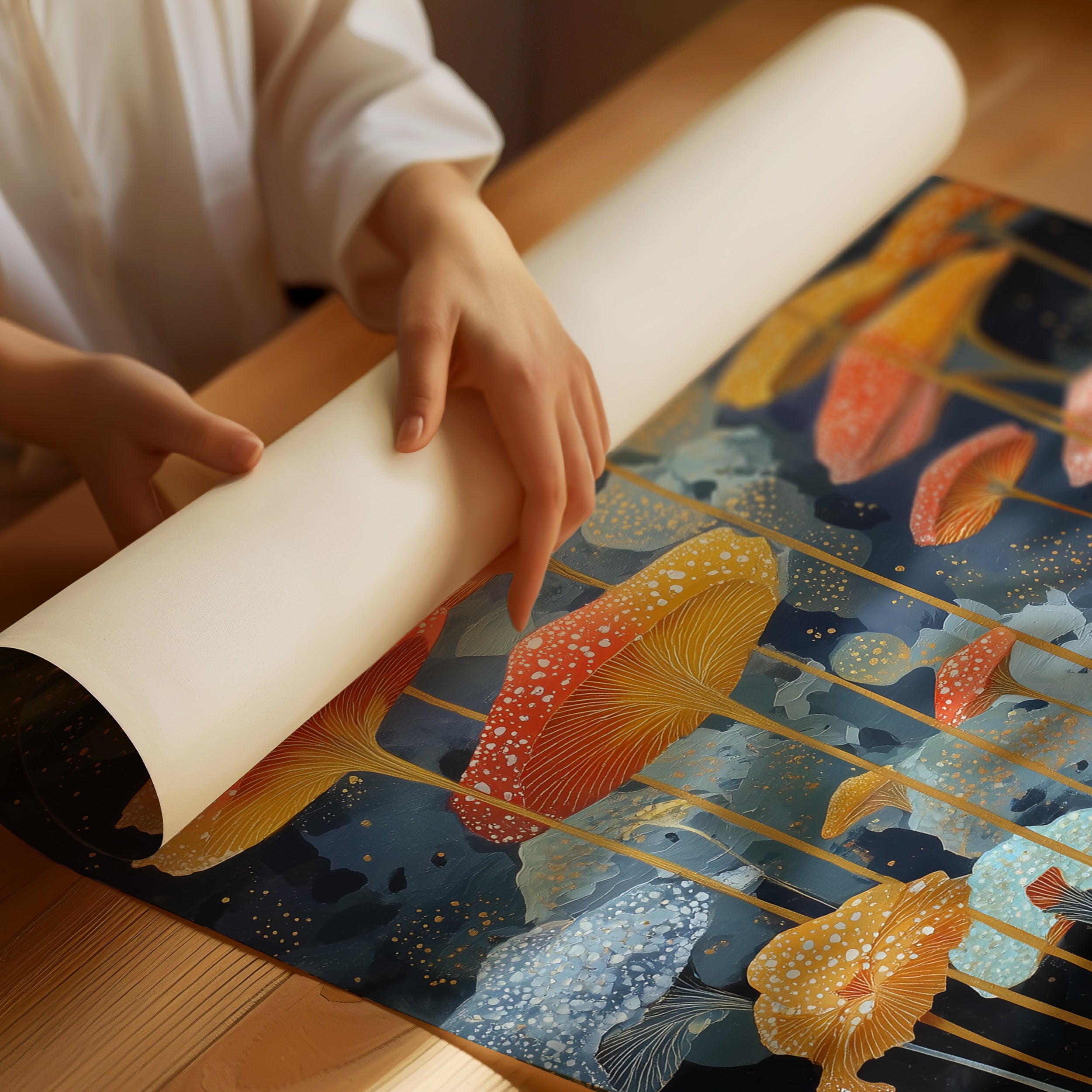 Luminous Mushrooms Dance Under Stars