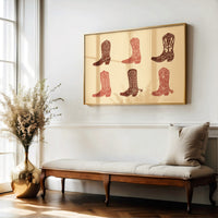 Rustic Cowboy Boots Wall Art – Western Country Decor in Warm Earth Tones