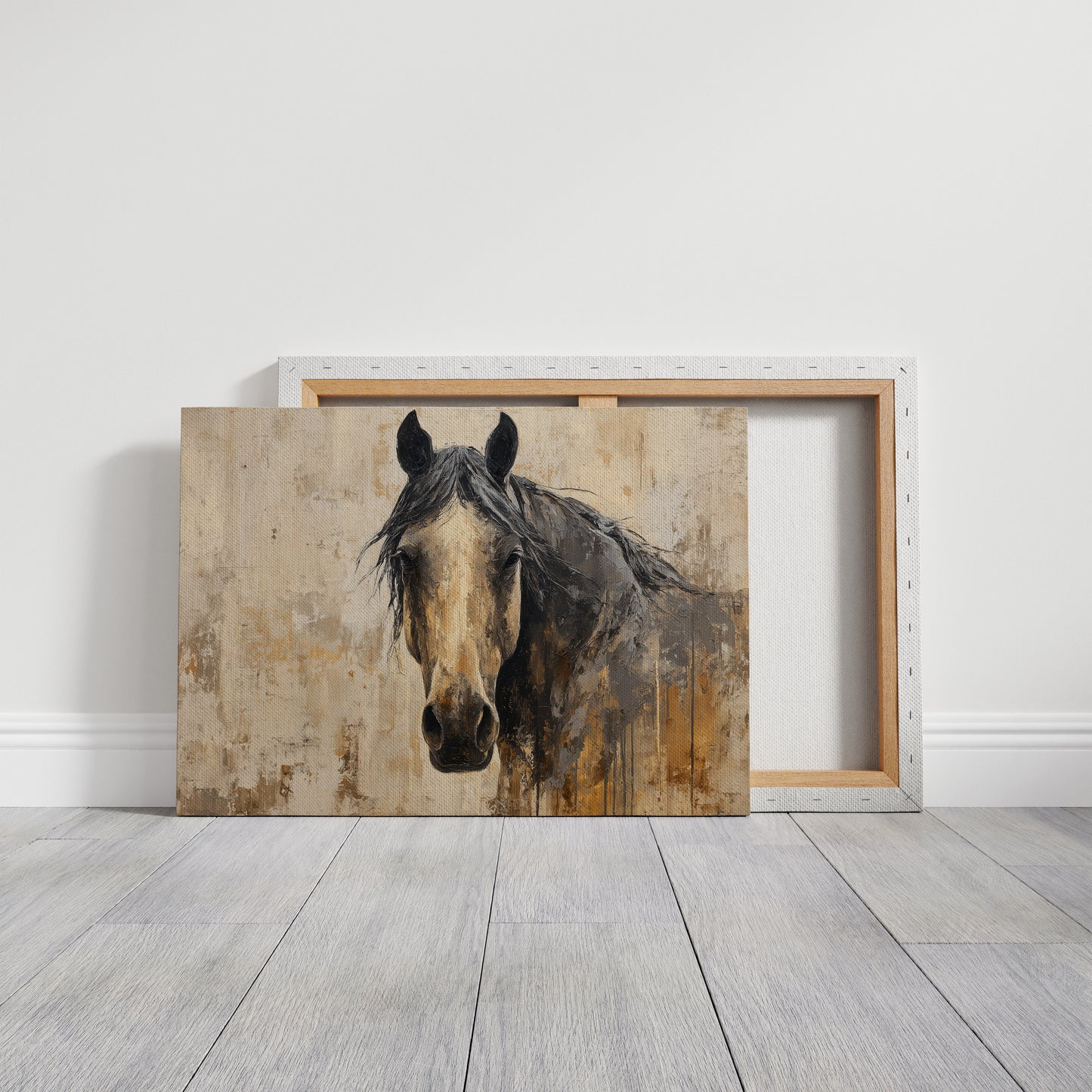 Noble Gaze Through Weathered Canvas