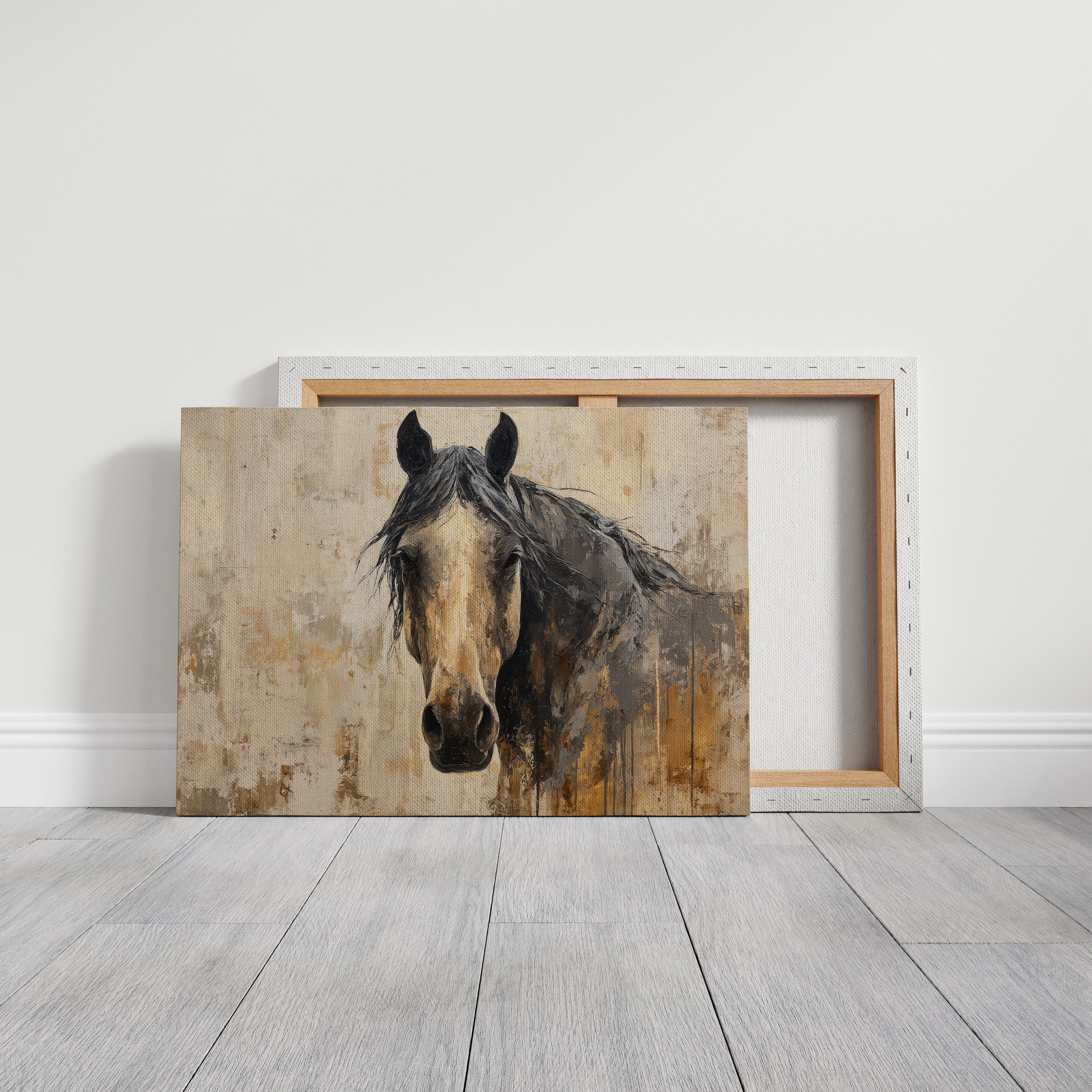 Noble Gaze Through Weathered Canvas