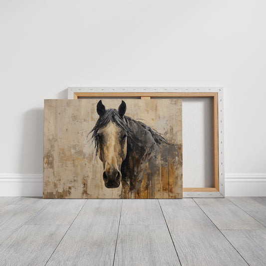 Noble Gaze Through Weathered Canvas