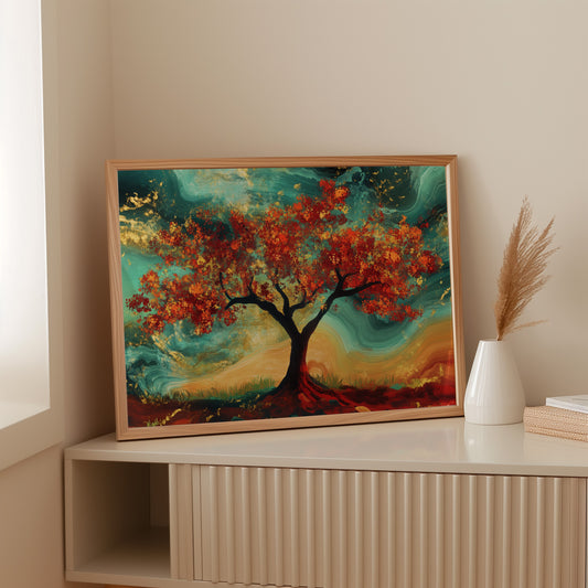 Autumn's Fire Dances With Turquoise Skies
