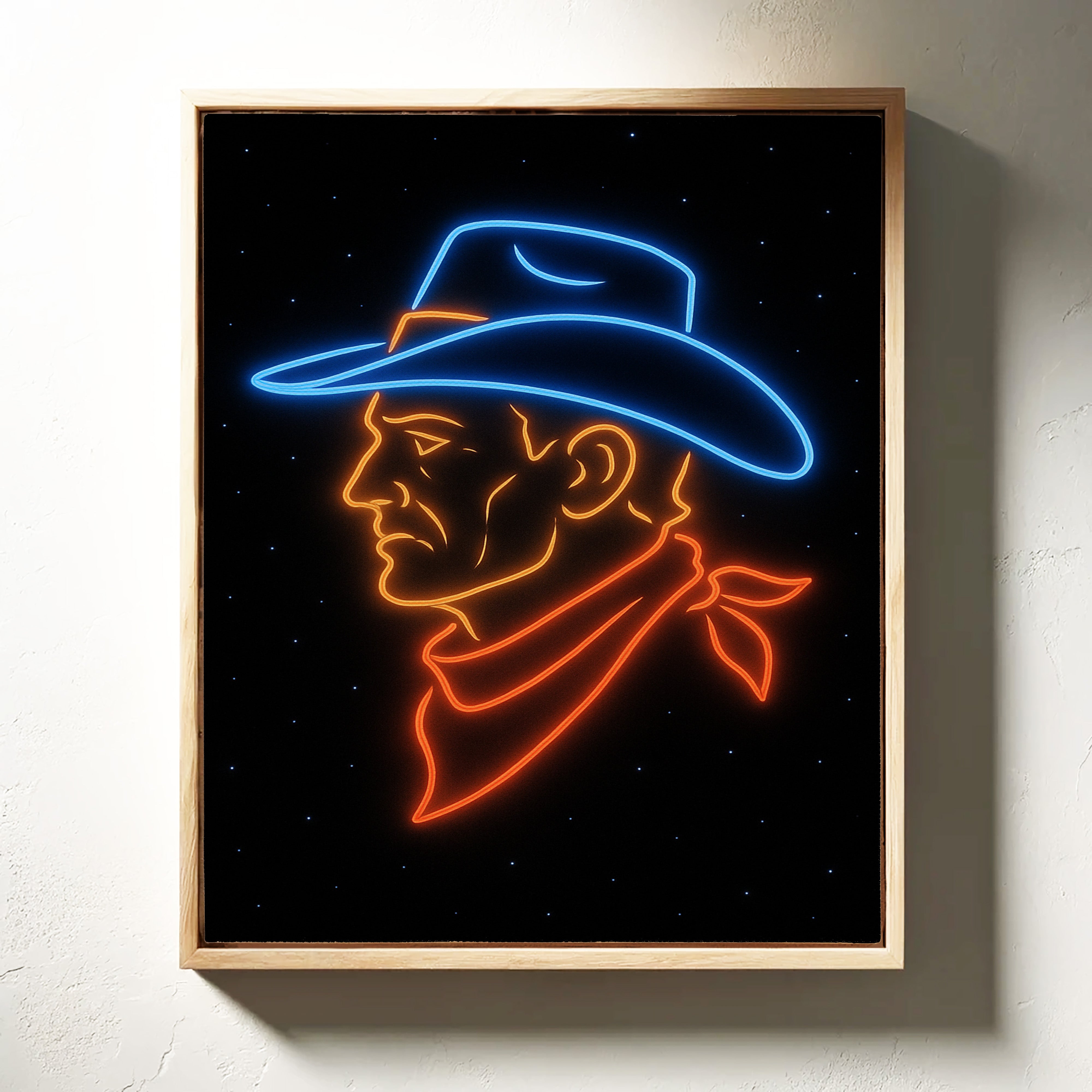 Neon Cowboy in the Starry Night