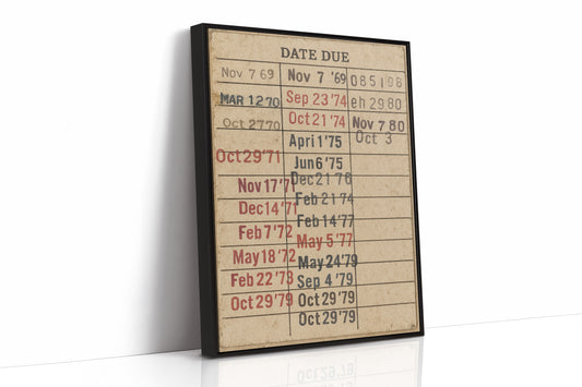 Vintage Library Date Due Card – Retro Paper Texture Wall Art