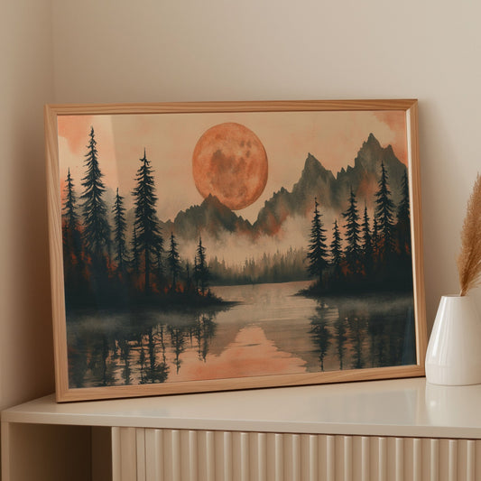 Copper Moon Bathes Mountain Lake