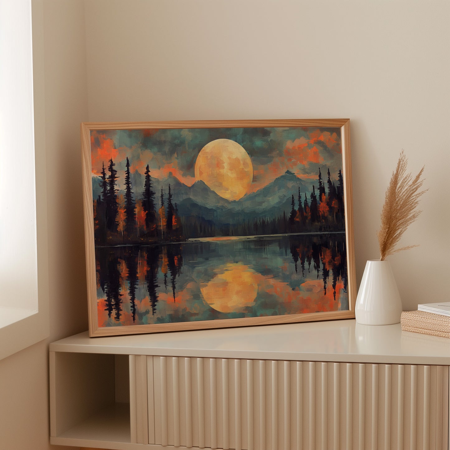 Moonlit Lake Mirrors Mountain Dreams