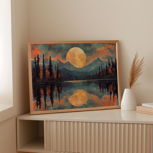 Moonlit Lake Mirrors Mountain Dreams