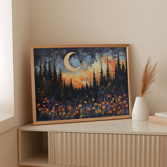 Moonlit Meadow Catches Fire Above