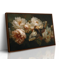 Moth Among Cream Peonies