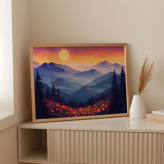 Moonlit Meadows Paint Mountain Dreams
