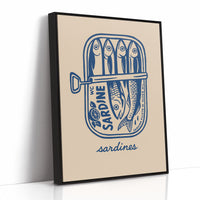 Retro Sardine Tin Wall Art – Blue & Beige Kitchen Decor