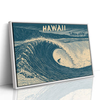 Hawaii Barrel Wave Woodcut