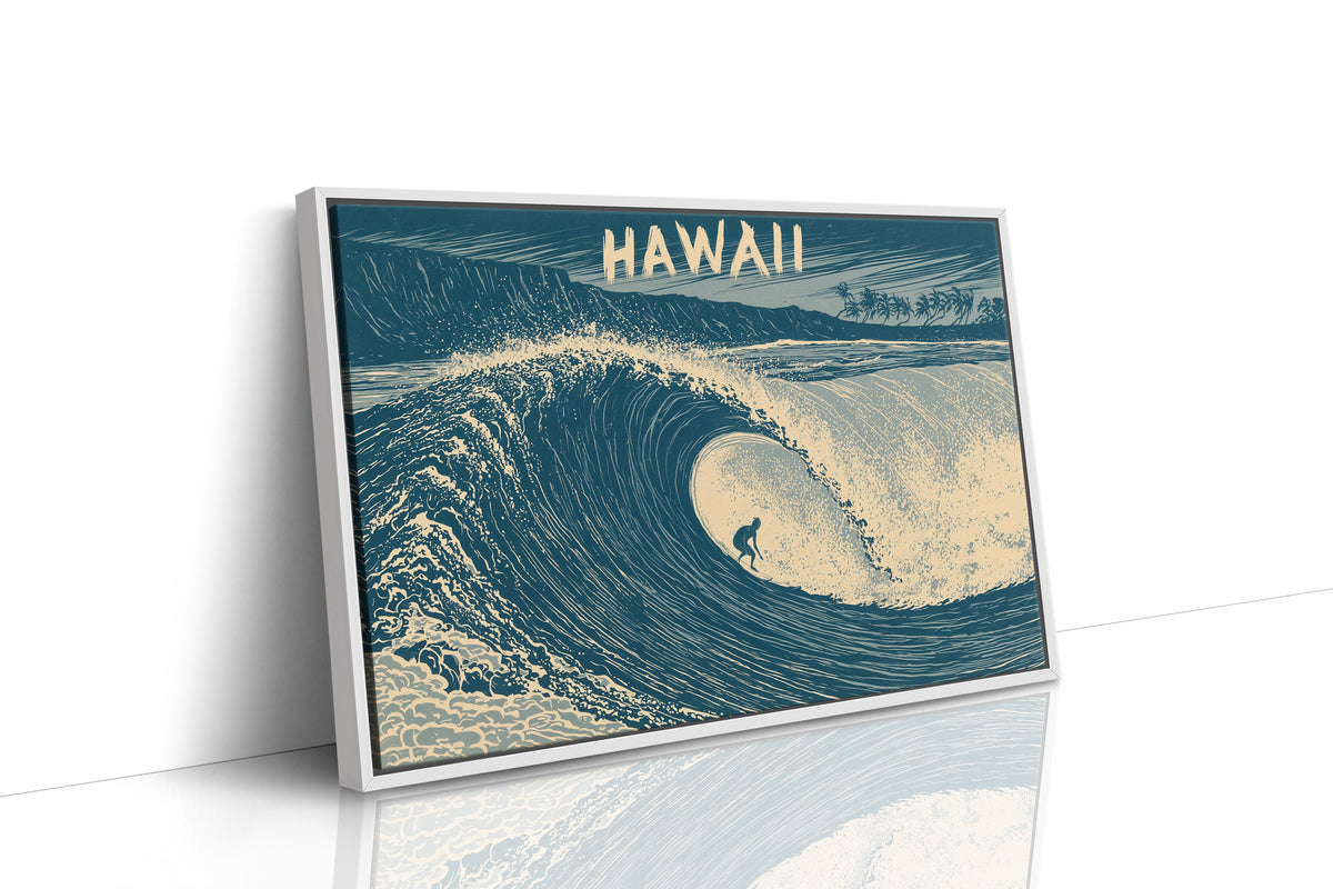 Hawaii Barrel Wave Woodcut