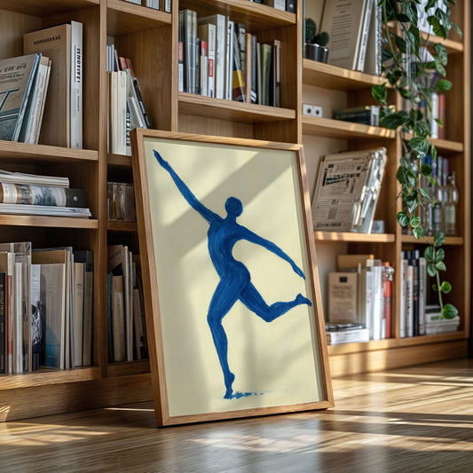 Leaping Figure in Indigo Grace