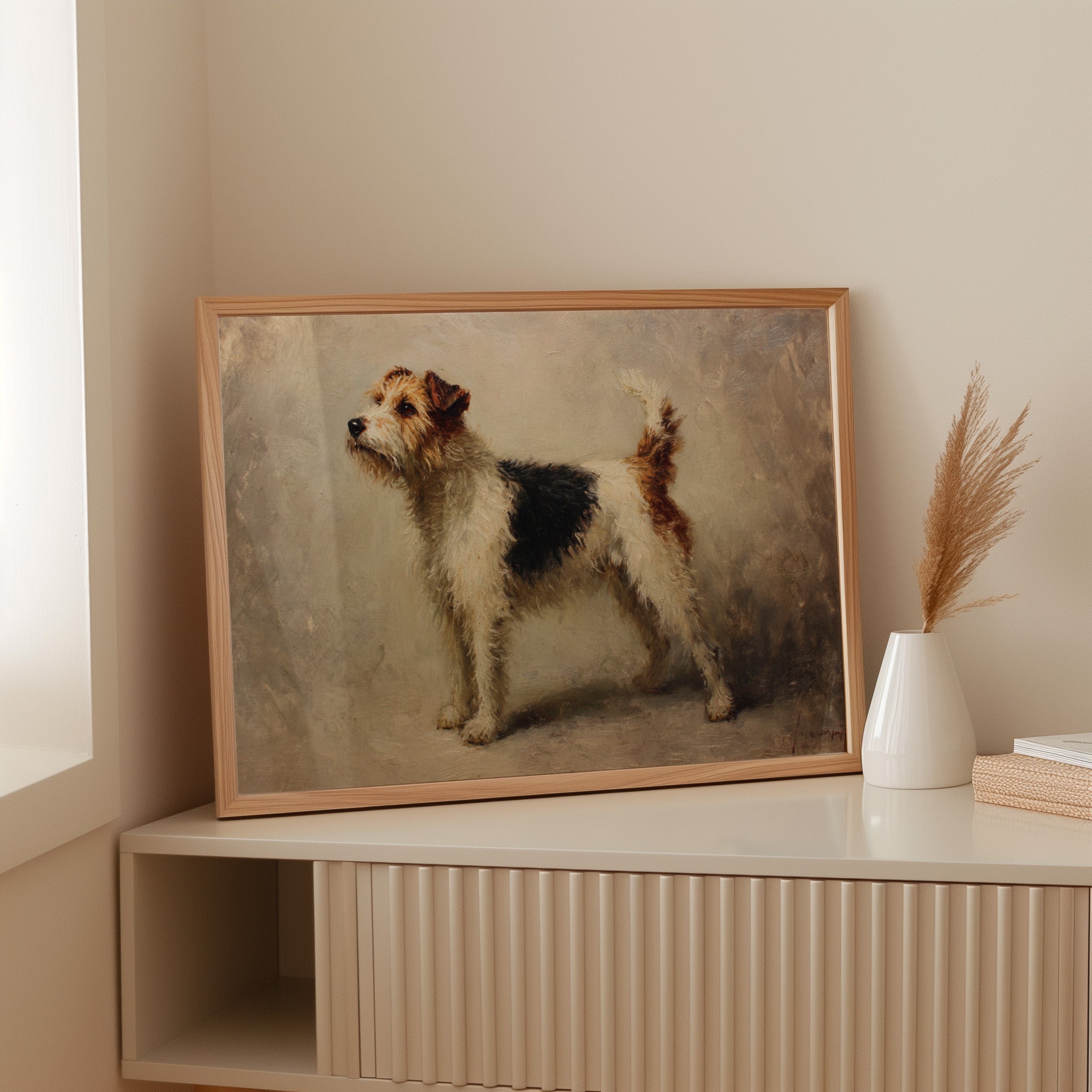 Noble Fox Terrier Stands Alert
