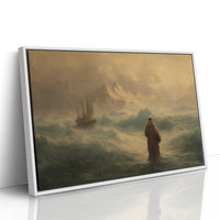 Solitary Figure Amid Raging Tides