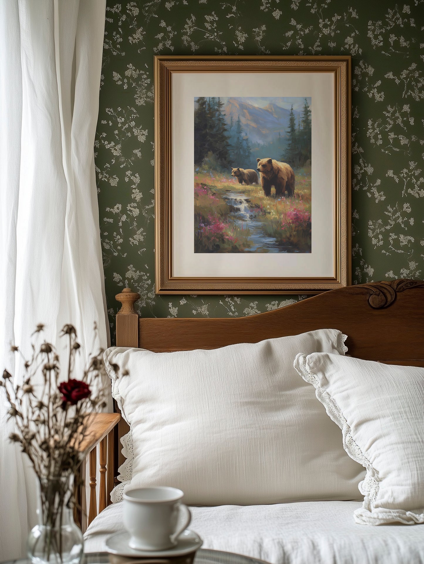 Wild Meadow Bears Find Mountain Stream