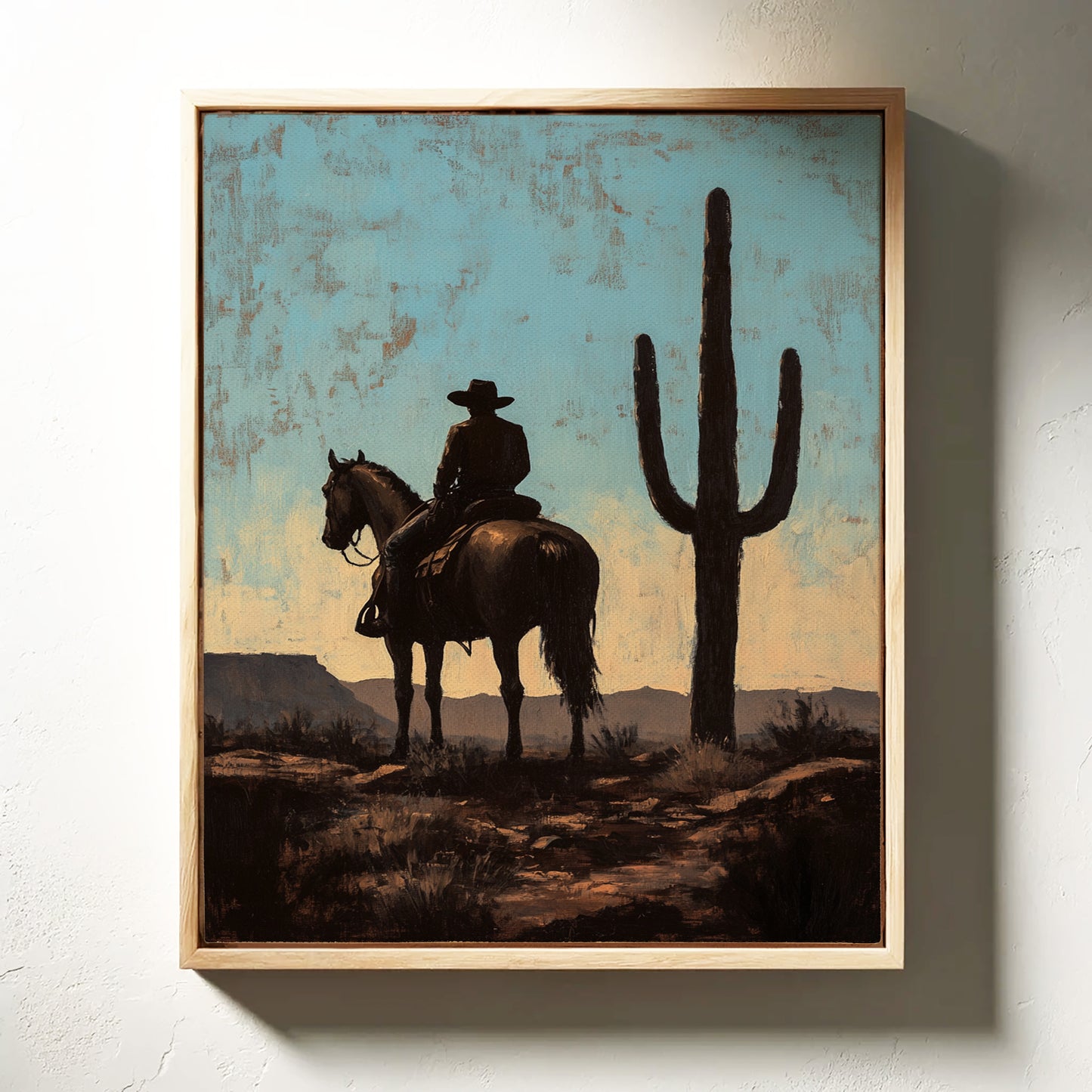 Rider and Saguaro at Dusk