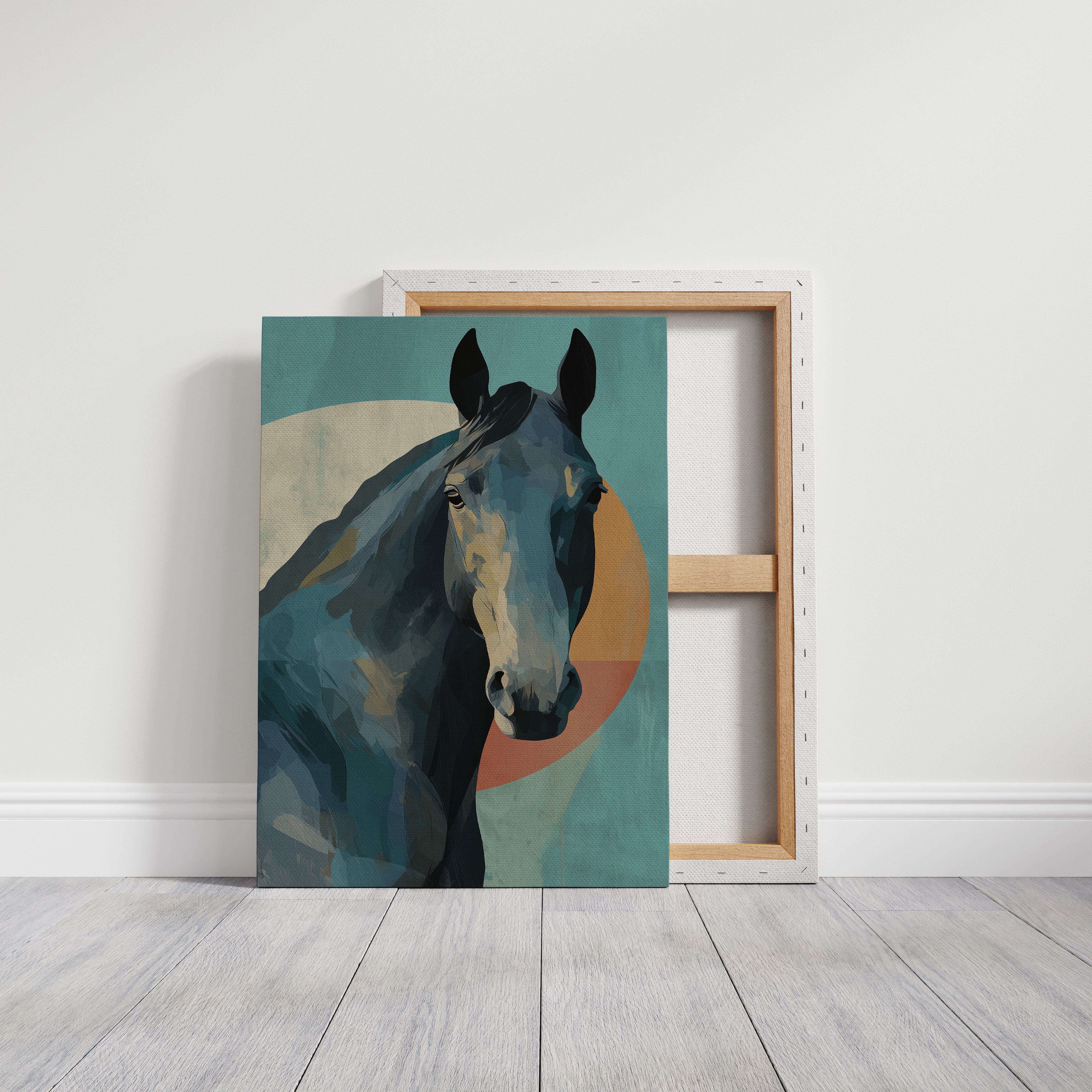 Equine Geometry: Portrait in Teal and Amber