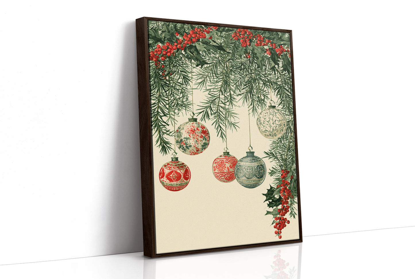 Patterned Baubles, Holly Framed