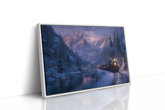 Winter Train Chases Mountain Light