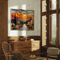 Saguaros Dance Under Fire Skies
