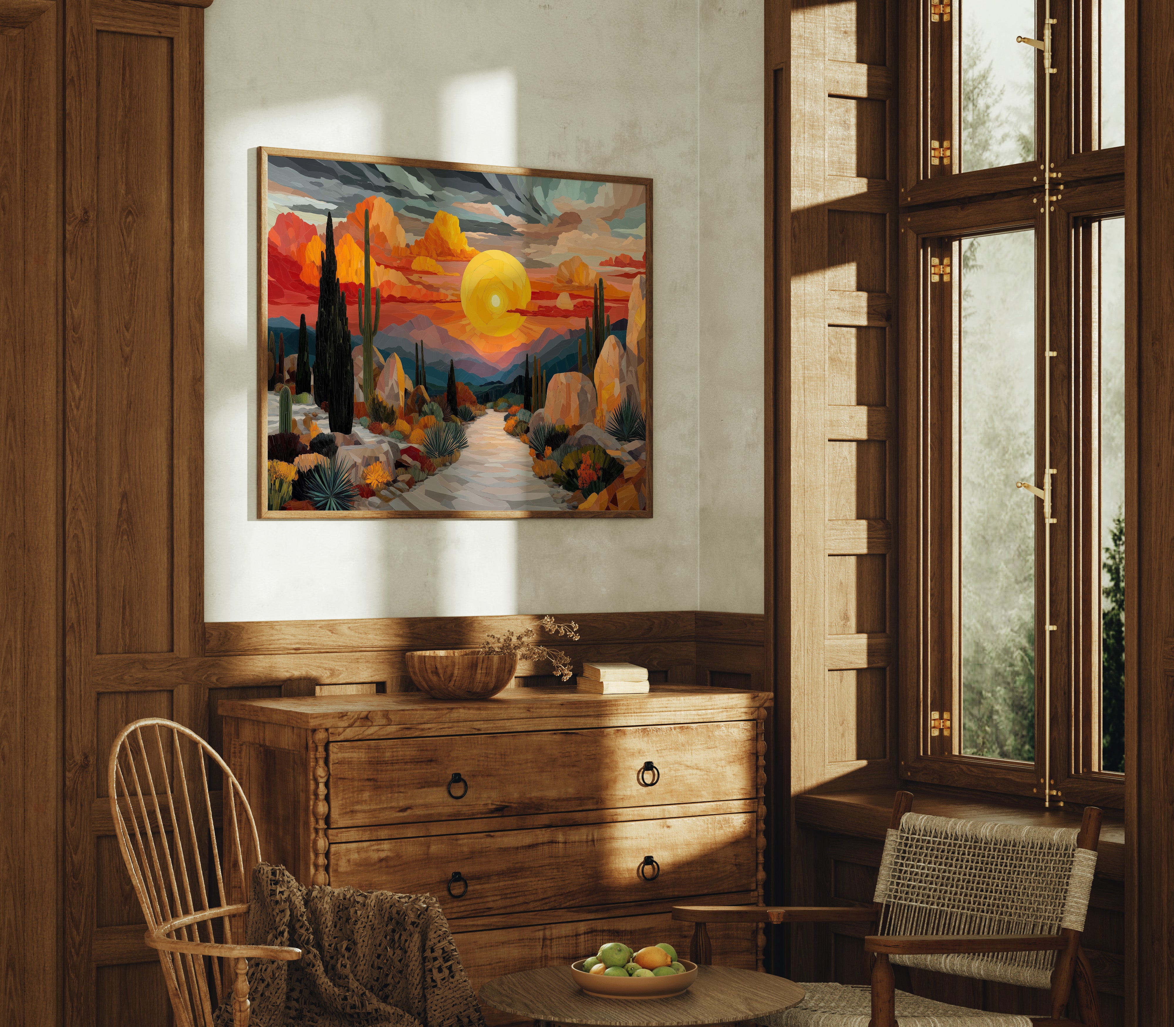Saguaros Dance Under Fire Skies