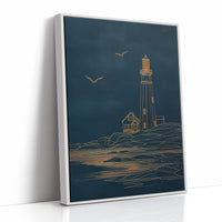 Golden Lighthouse On Midnight Seas