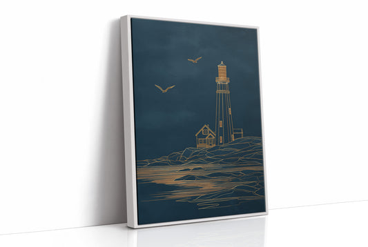 Golden Lighthouse On Midnight Seas