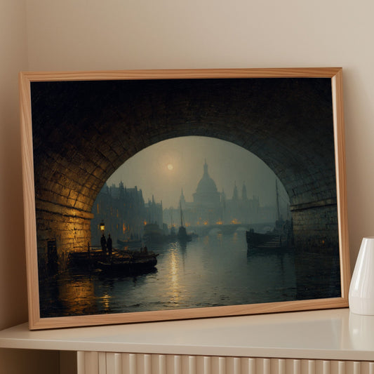 Thames Moonlight Through Stone Archways