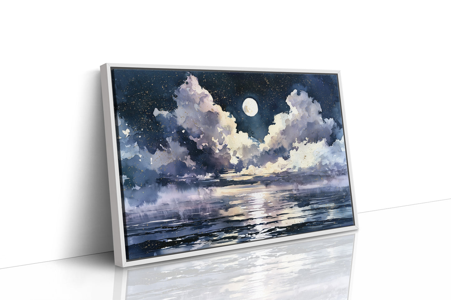 Moonlit Clouds Over Still Water