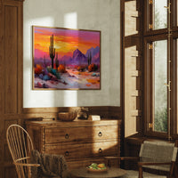 Saguaros Dance In Twilight Fire
